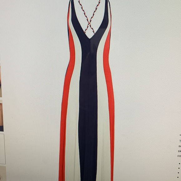 NWT Color block maxi dress with braided crisscross straps extra small - Picture 5 of 6
